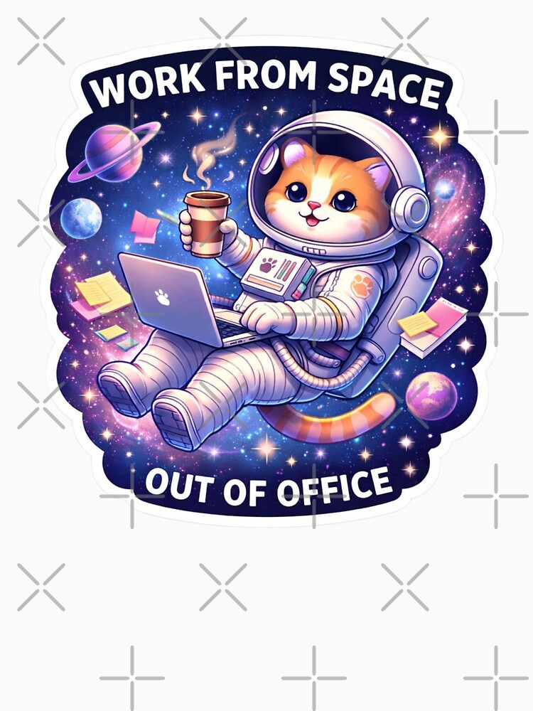 Funny Astronaut Cat Work From Space Out of Office Sticker by Dasts Cart