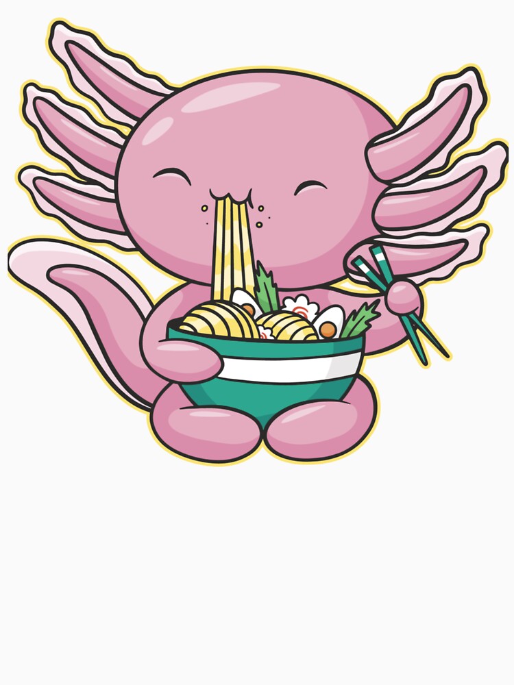 axolotl eating ramen by Jaslyndizon
