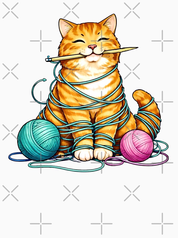 Funny Orange Cat Yarn by Myra365Art