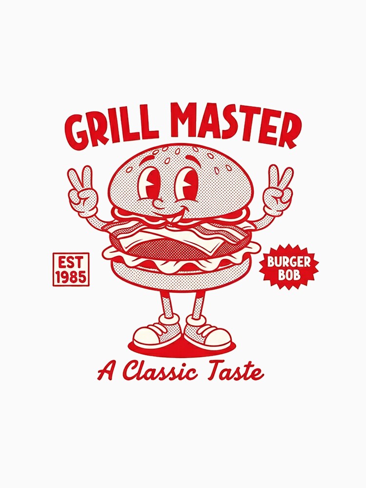 Grill Master Burger Bob Retro Cartoon Mascot by HoopeStylee