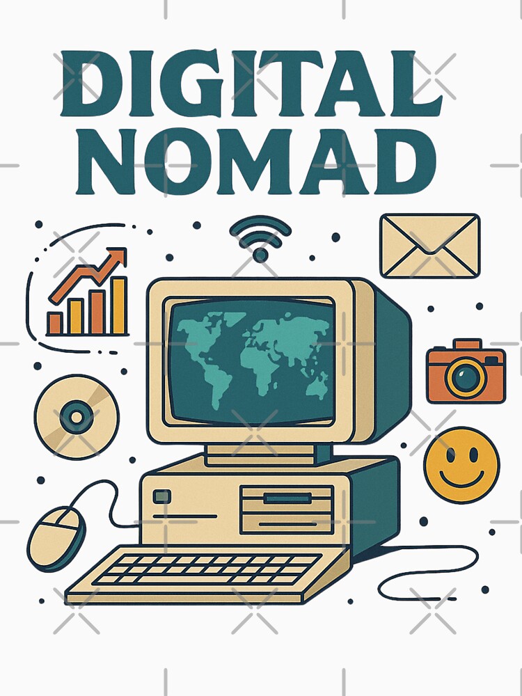 "Digital Nomad – Retro Tech-Inspired Lifestyle Design" by Cute-Jory-Store