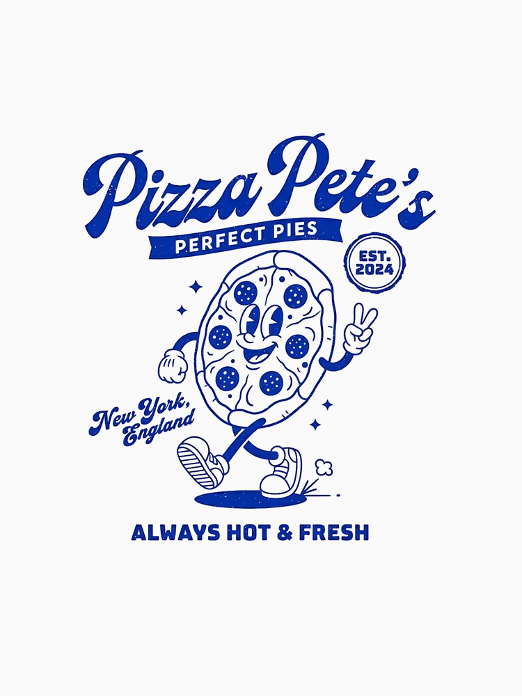Pizza Pete's Retro Cartoon Mascot Perfect Pies Design by HoopeStylee