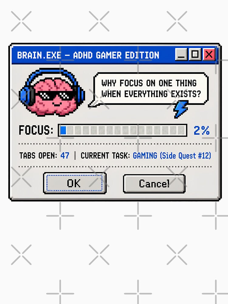 ADHD Brain 47 Tabs Open Focus 2% Funny Gamer Sticker Neurodivergent by Dewer Shop