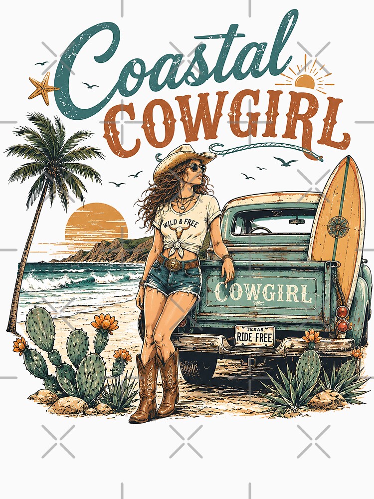 Retro Summer Coastal Cowgirl Sunset by legendaryskins