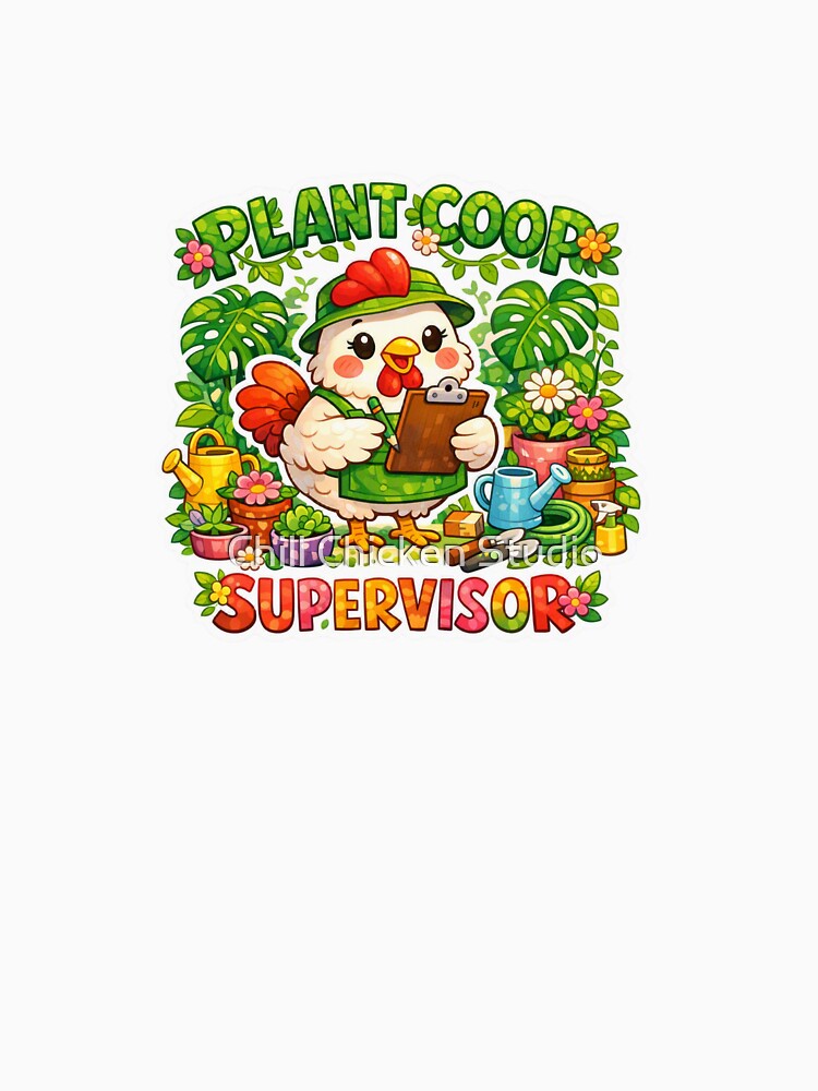 Plant Coop Supervisor Cute Gardening Chicken by Chill Chicken Studio