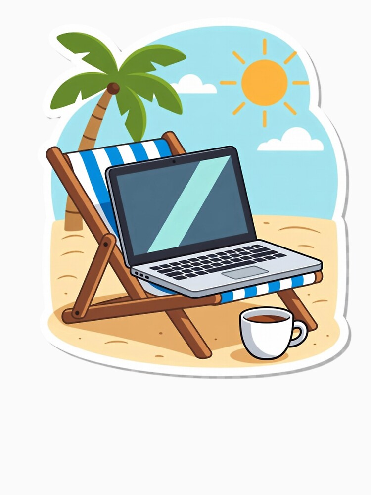Work From Beach Digital Nomad Remote Work Laptop Lifestyle by ZYNORAworld