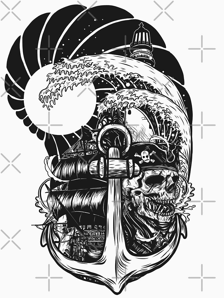 Pirate Skull With Ship by OnlyPrint20