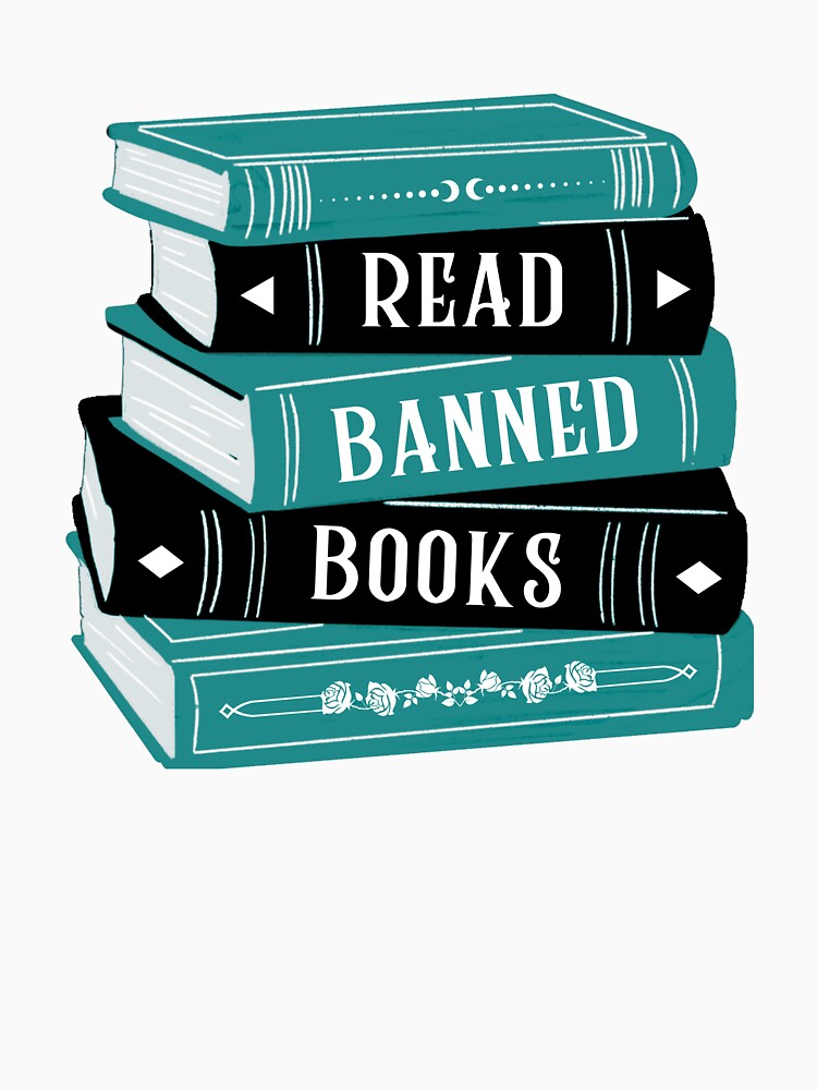 Read Banned Books Book Stack / Pile Teal Green by Taiga-Design