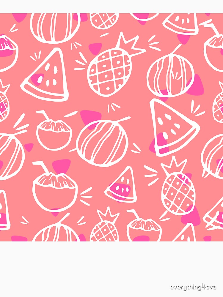 Pink Tropical Fruit Sketches Pattern by everything4eva