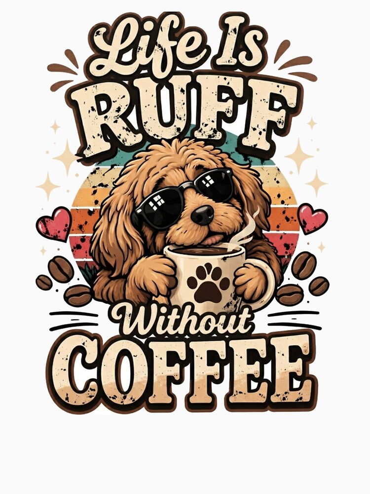 Life Is Ruff Without Coffee Funny Dog Coffee Lover Shirt Cute Puppy Caffeine Quote by harmonybaby0106