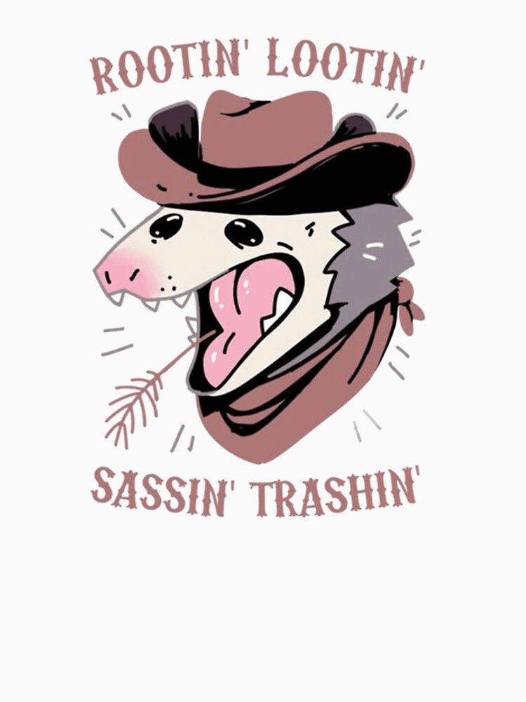 Rootin Lootin Sassin Trashin Opossum Cowboy Funny Possum by JossDesign15