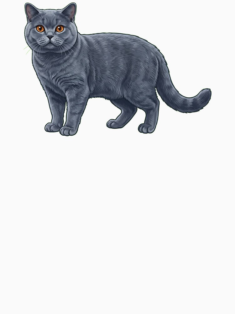 Cute Hand-Painted British Shorthair Cat Illustration by SYCESTORE