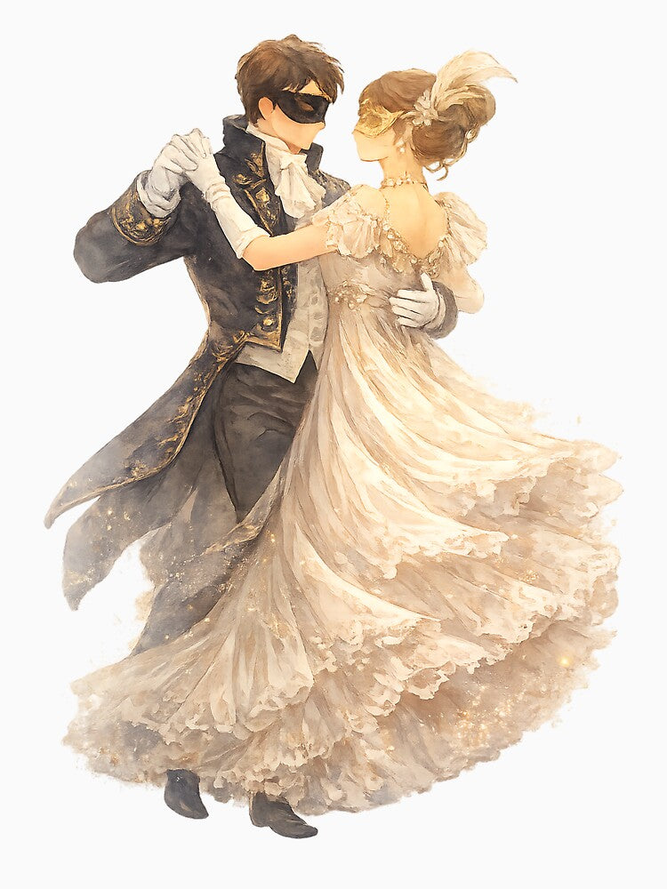 Masquerade Waltz – Regency Dancing Couple Illustration by BumbleVee ☀️