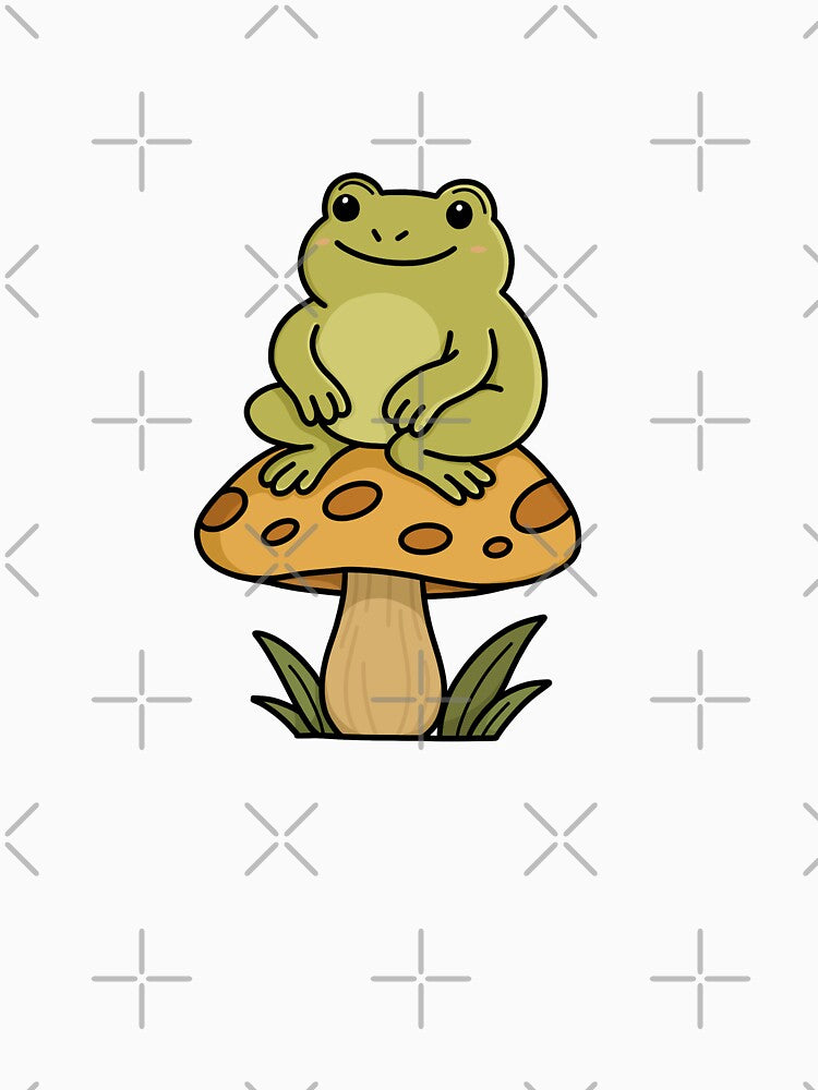 Frog on a Mushroom by Hillow Illustration