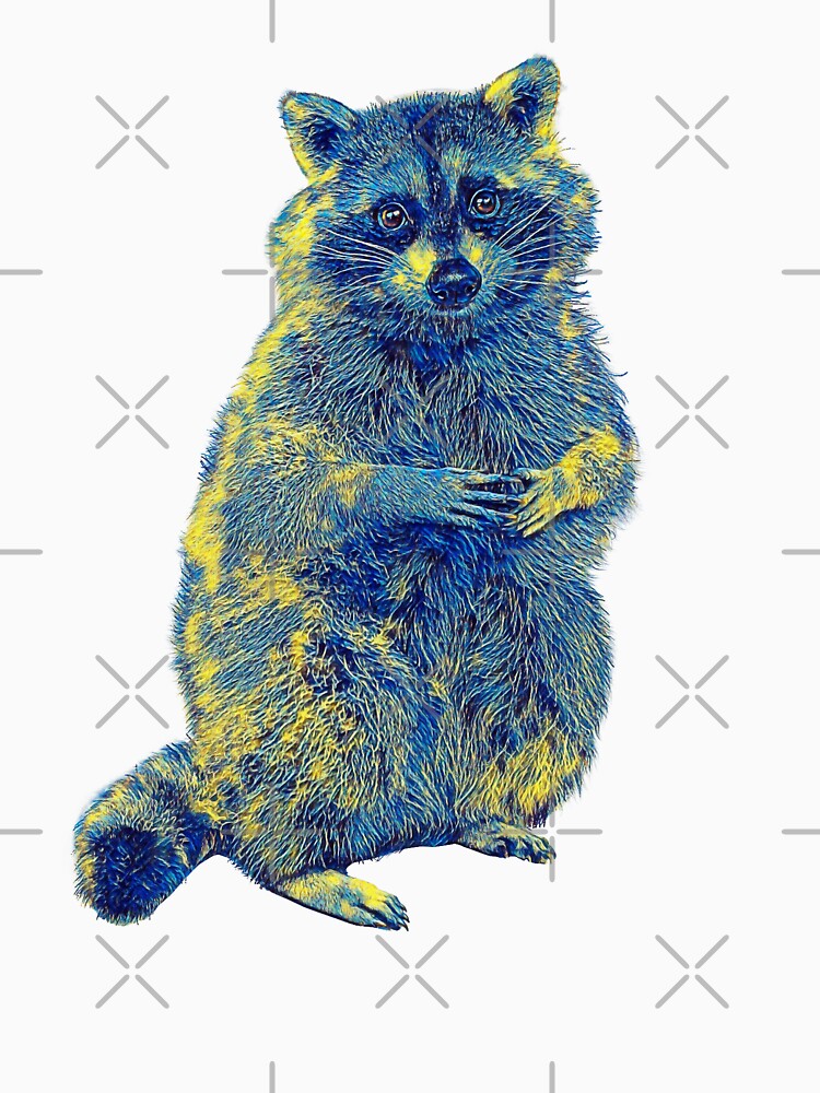 Cute Raccoon  , Colourful Racoon, blue yellow color watercolor  Raccoon by TeeARTHY