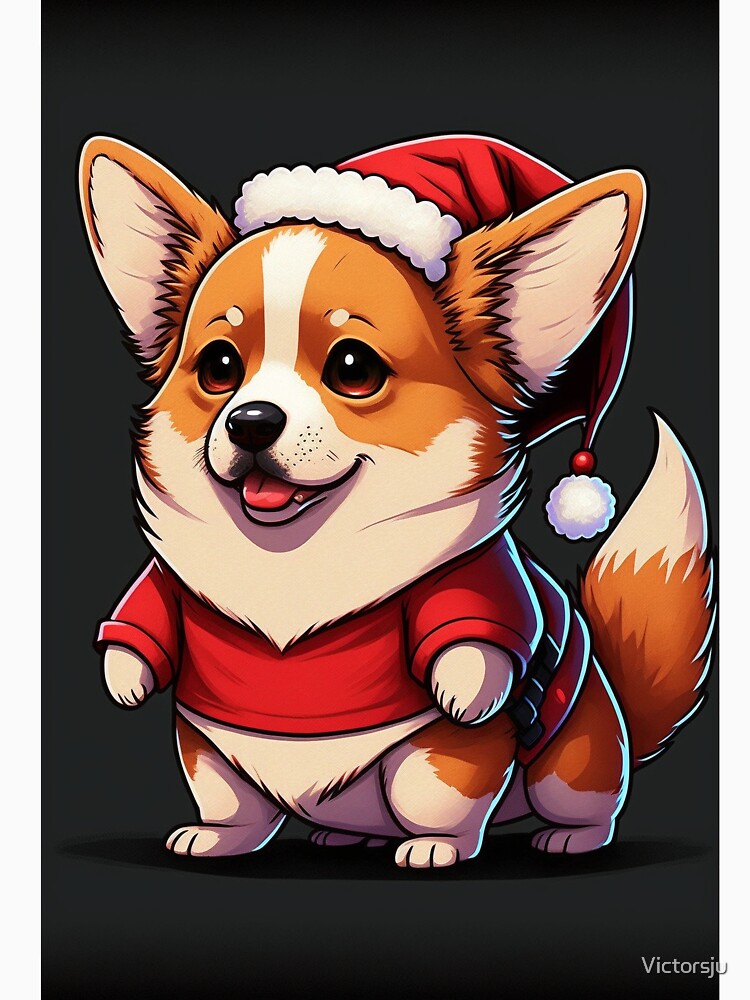 Cute baby corgi wearing santa claus outfit by Victorsju
