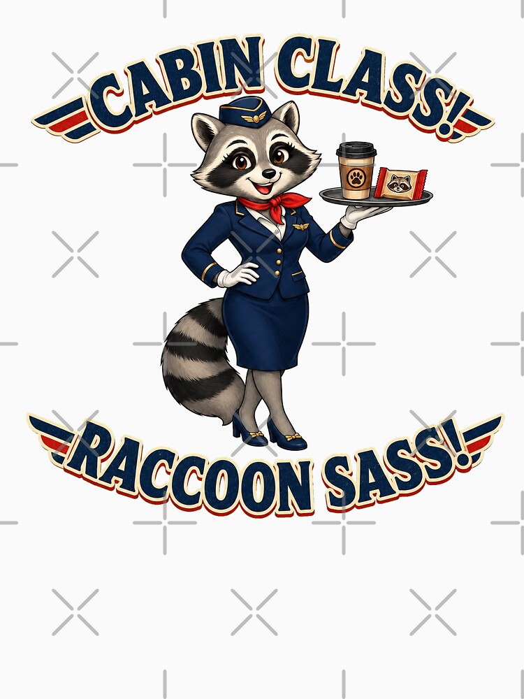 Funny Raccoon Flight Attendant Cabin Class Design by Kolibra
