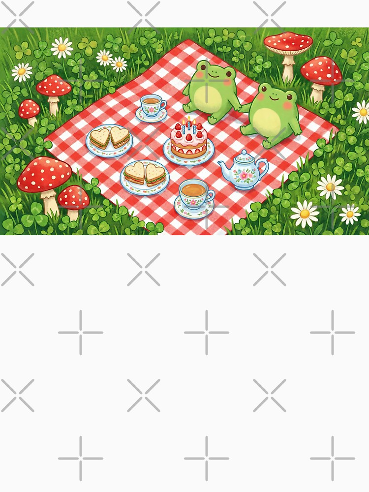 Frog Couple Picnic - Cute Cottagecore Valentine Illustration by SavinMercantile