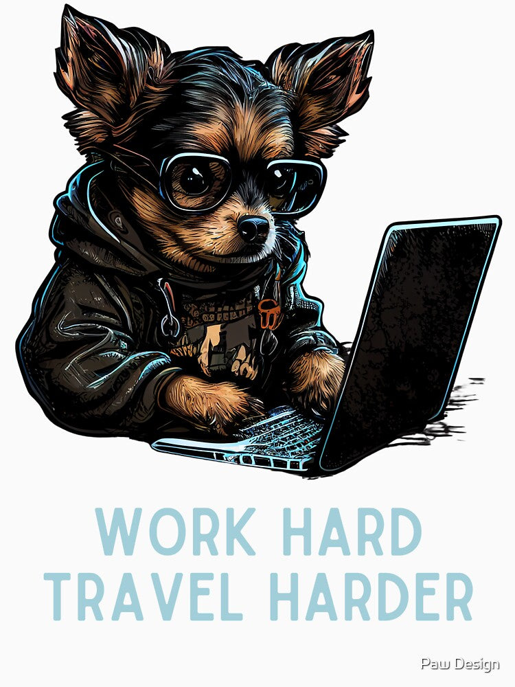 Work Hard Travel Harder Dog by Paw Design