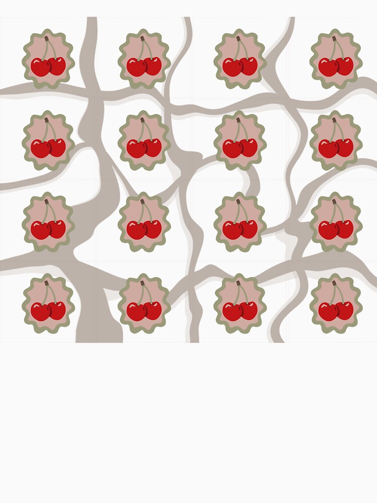 Retro Cherry Pattern – Cute Vintage Fruit Ribbon Aesthetic by Barelythere2324