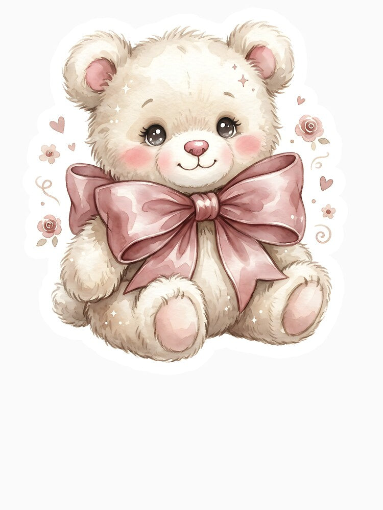 Cute Coquette Bow & Teddy Bear Sticker by Strip to Stick