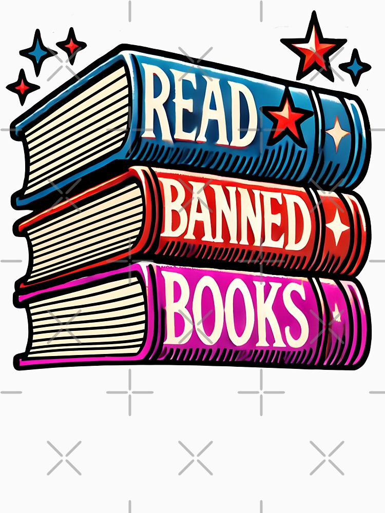 Read Banned Books Stack Artwork by DrawHandArt