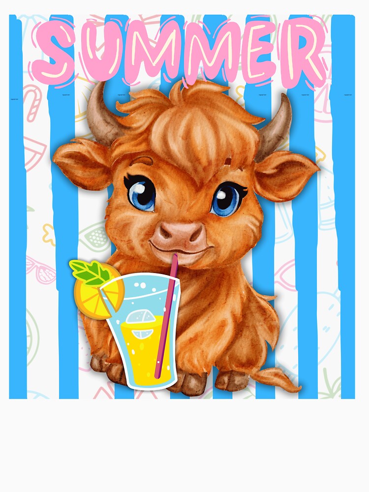 Cute Summer Highland Cow Lemonade by BoldBrushfine