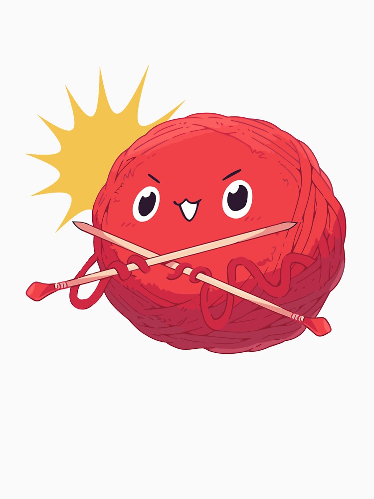 Red Yarn Ball with Knitting Needles by TurtleDojo