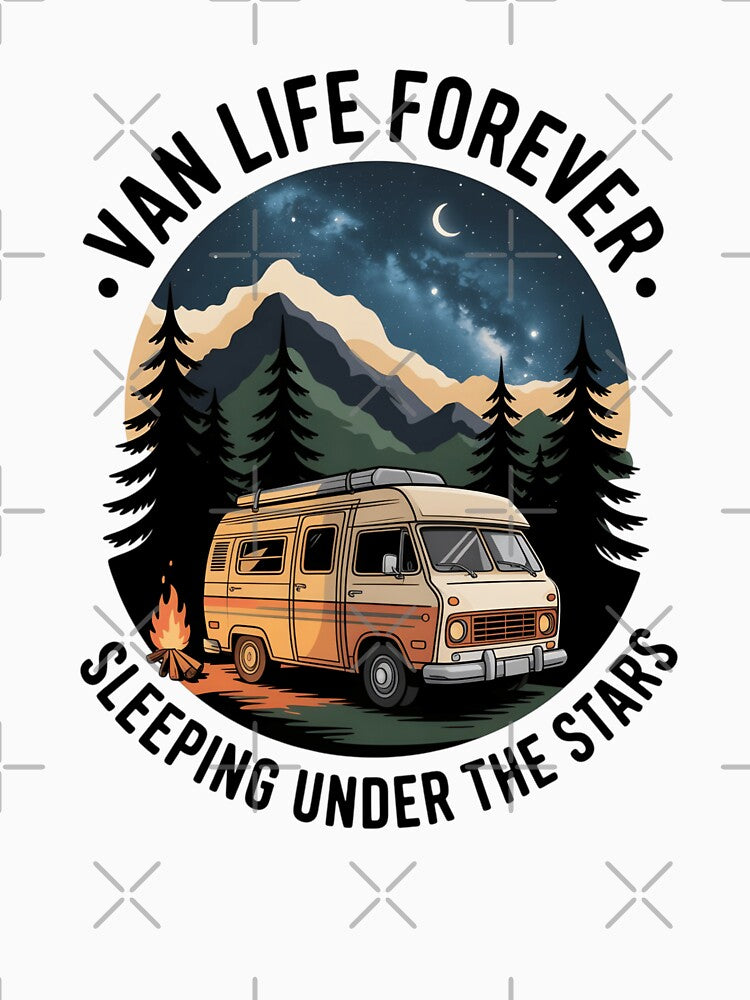 Van Life Forever: Vintage Camper Sleeping Under The Stars by Design-wallet