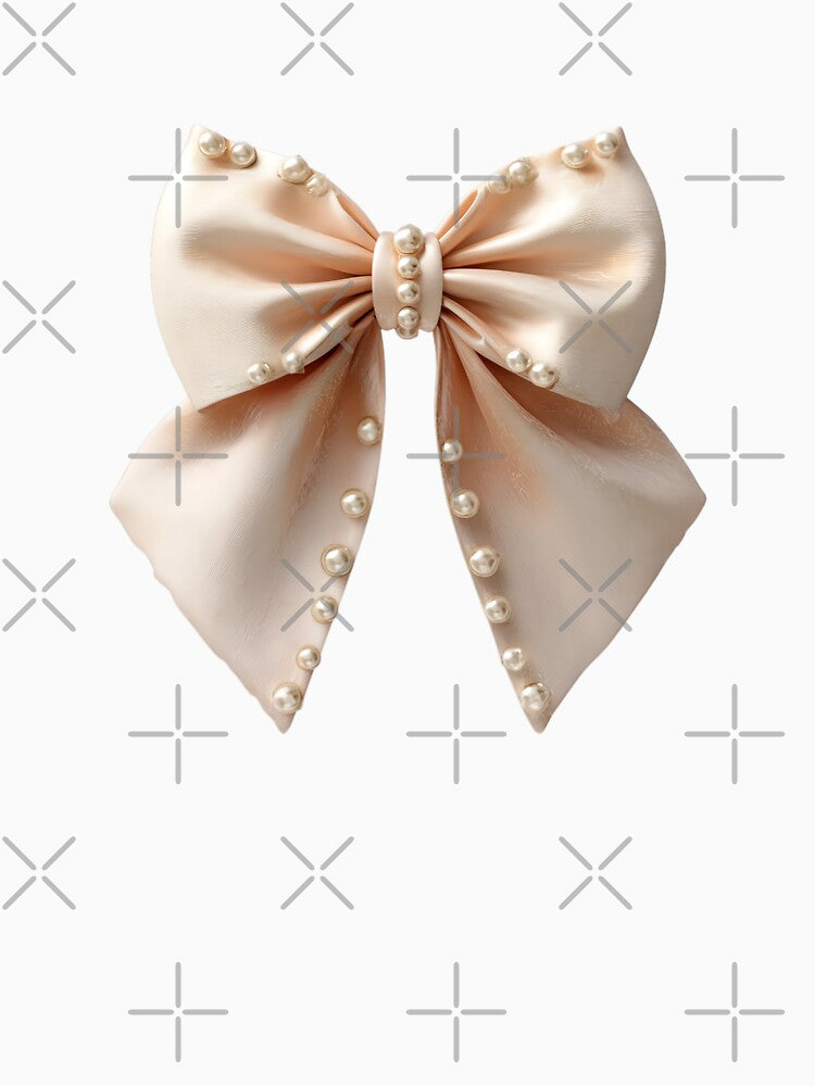 Elegant Champagne Pearl Bow Coquette Aesthetic Accessory by BigStar-Cart