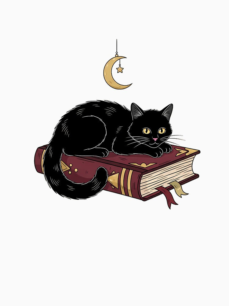 Bookish Black Cat Moon by IllumeInk