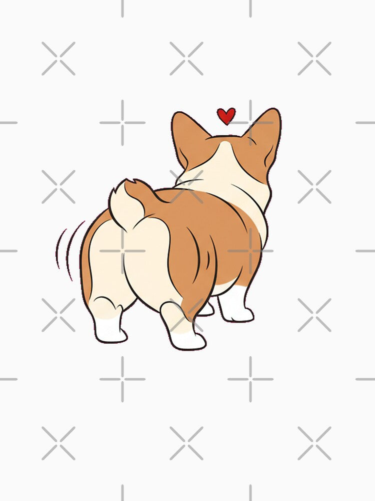 Corgi Butt Wiggle Line Art Dog Lover Minimalist Cute Design by Bratak