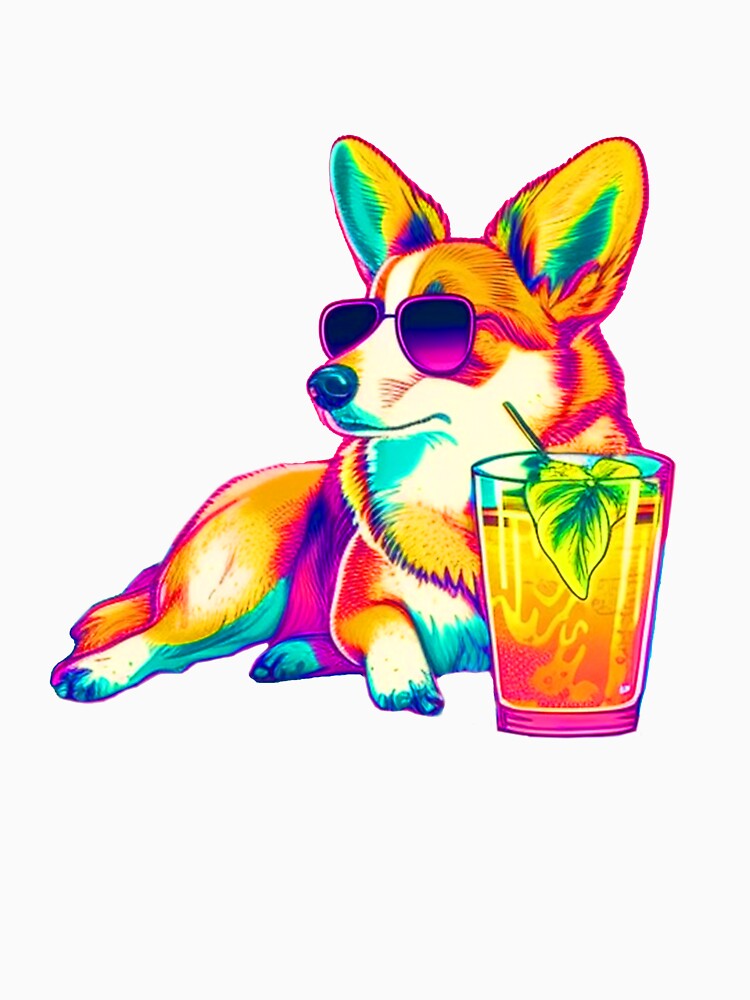 Funny Corgi Design Sticker Dog Tropical Summer Vacay Mode Vacation by reddrive88
