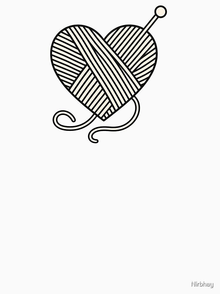 Heart-Shaped Yarn Ball with Knitting Needle Illustration by Nirbhay