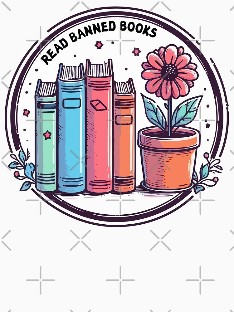 Read Banned Books Pot Flower Pastel by TomFrontierArt