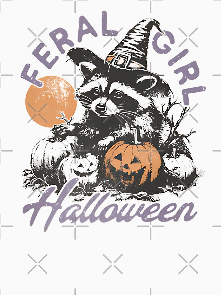 Cute But Feral Funny Sarcastic Snarky Funny Raccoon Adult Humor Funny Sarcastic Quote, Vintage Retro, Feral by pugshowsfashion