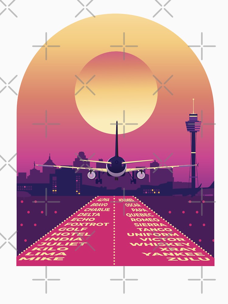 Flight Crew aviation alphabet the NATO Phonetic Alphabet icao military with airplane on approach by AviationArtists