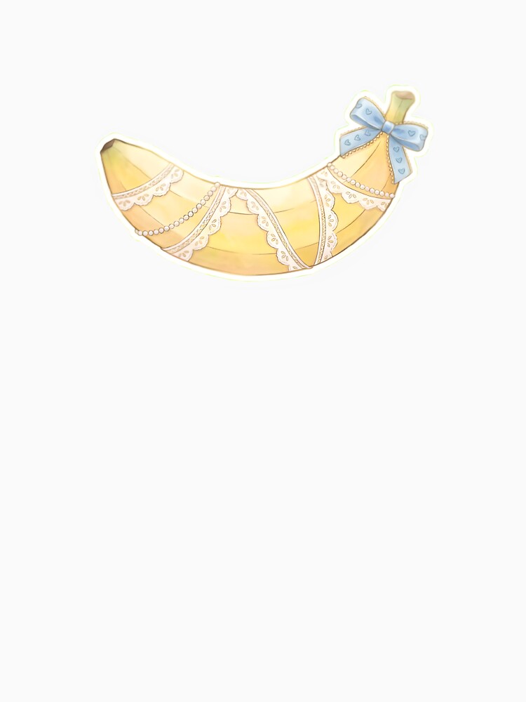 Coquette Banana with Lace and Blue Bow - Vintage Soft Aesthetic Sticker by Kmdigitals