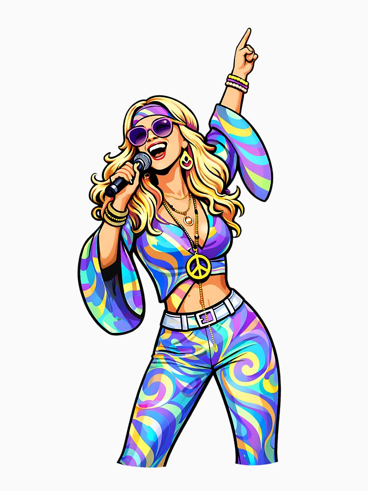 Retro Disco Singer – 70s Psychedelic Funk Music Art by Digital Culture Studio