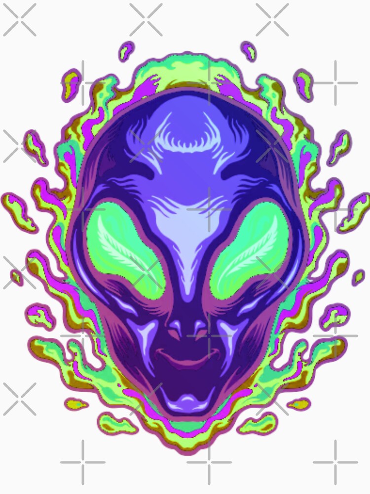 Psychedelic Alien Head | Trippy Neon UFO Art by BoneandBloomCo