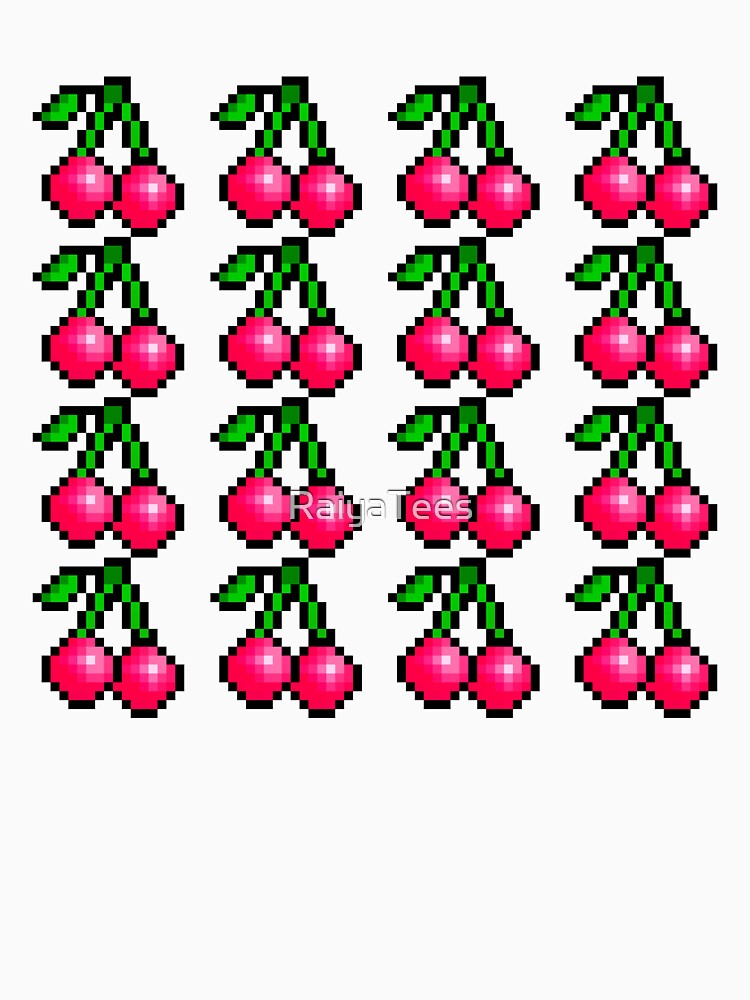 Pixel Cherry Pattern - Retro Fruit Design by RaiyaTees