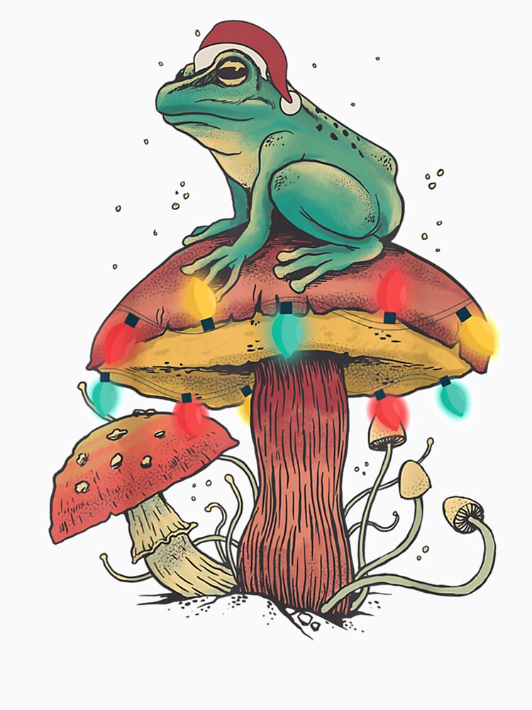 Christmas Frog Sitting Mushroom Long Sleeve by GatheringPlace