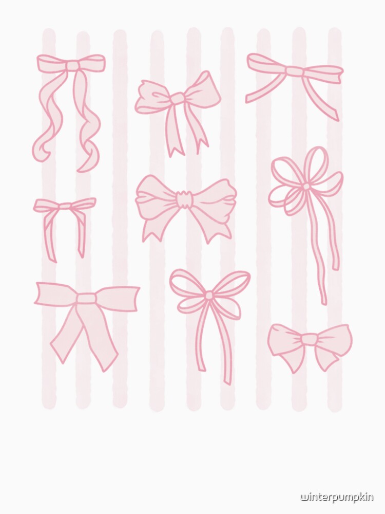 Pretty Pink Coquette Bows Watercolour Stripes by winterpumpkin