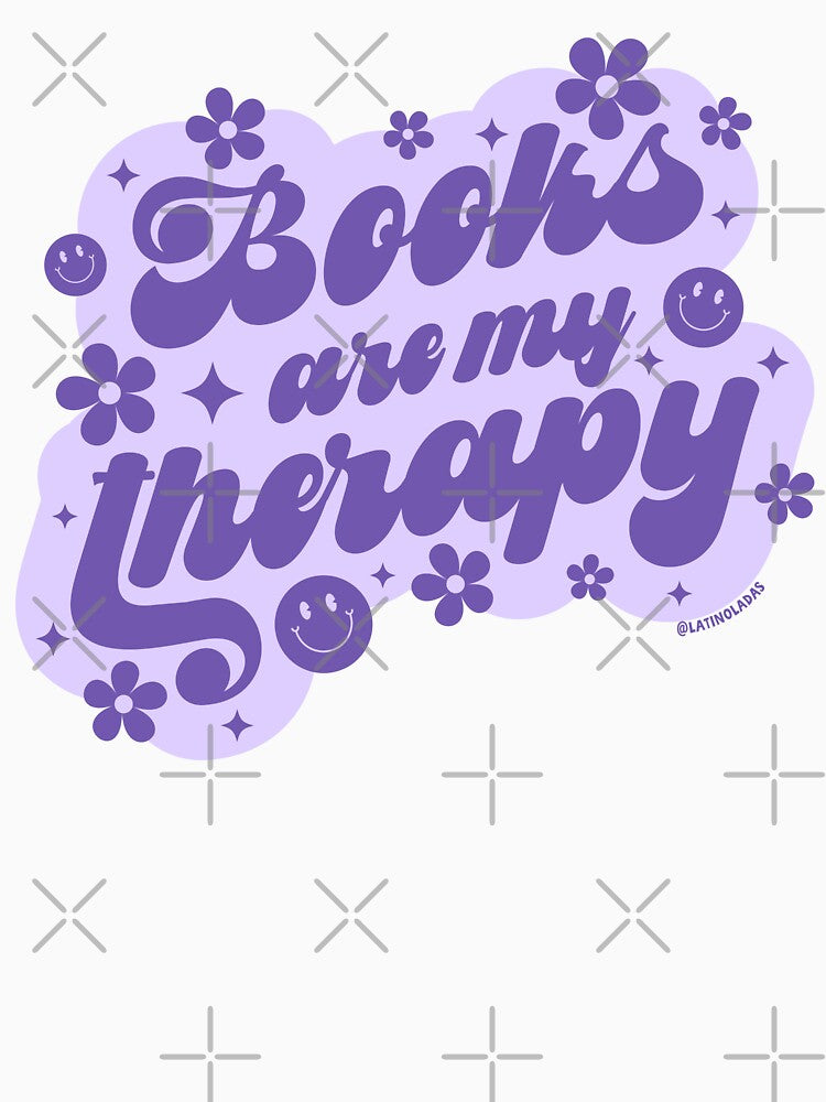 Books Are My Therapy / Groovy Daisies Flowers in Pastel Purple Bookworm Sayings Trendy Readers Merch for Kindle Readers Fourth Wing Cutecore by Latinoladas