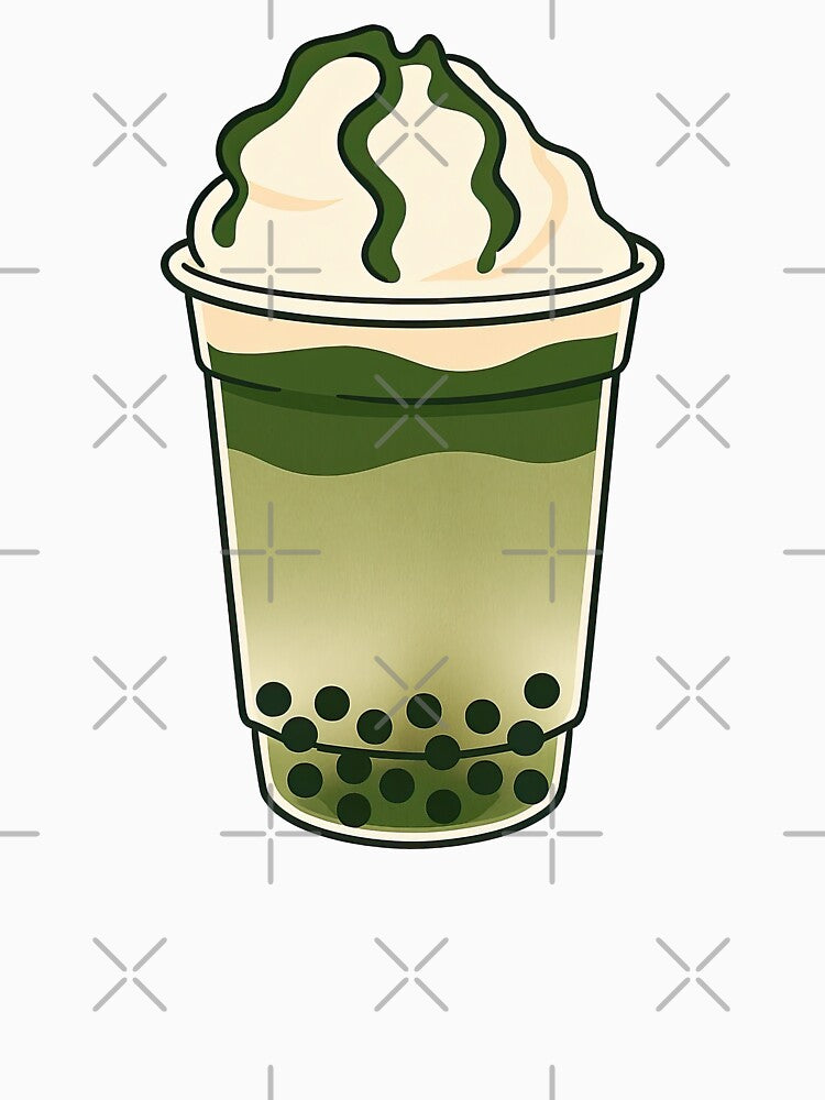Matcha Bubble Tea with Whipped Cream Topping by ArtfulWeave
