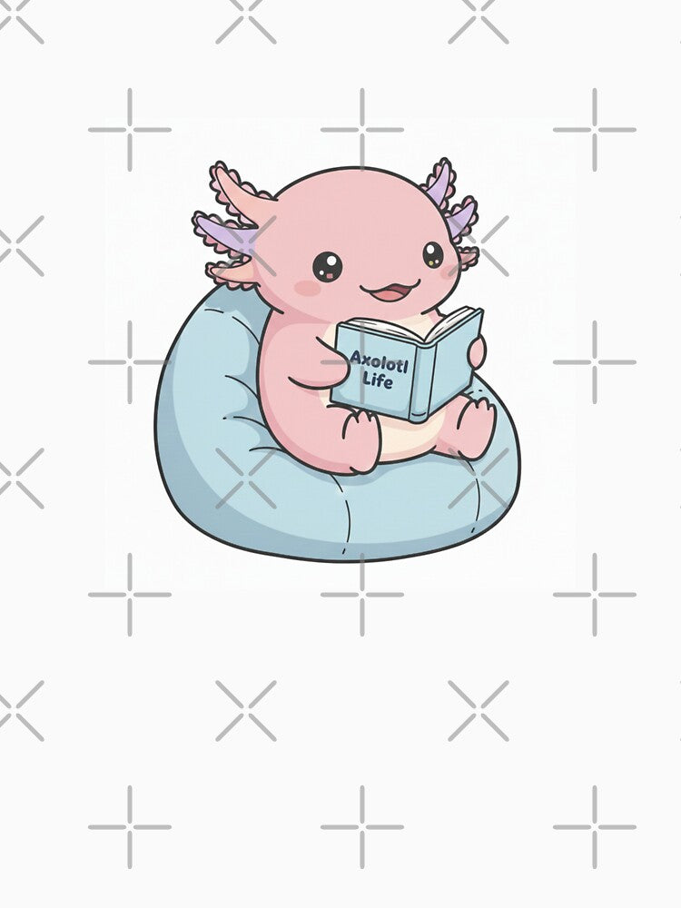 Book Axolotl cute kawaii pink funny adorable doodle birthday christmas by CheeseBlueprint