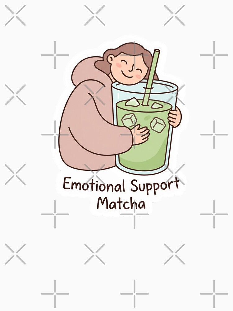 Emotional Support Matcha Cute Illustration | Cozy Matcha Lover Sticker by MuseAI