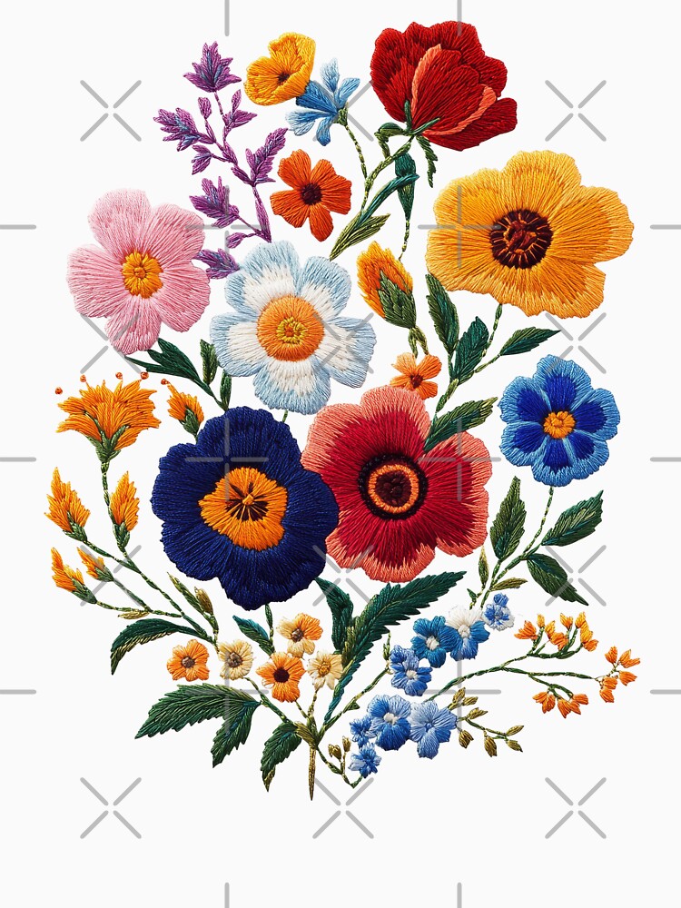 Whimsical Floral Faux Embroidery by Windmill Wildflowers