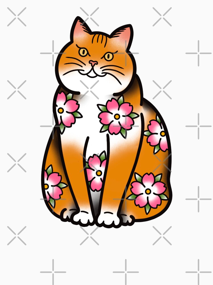 Chunky Cat With Cherry Blossoms by gabbynrodriguez