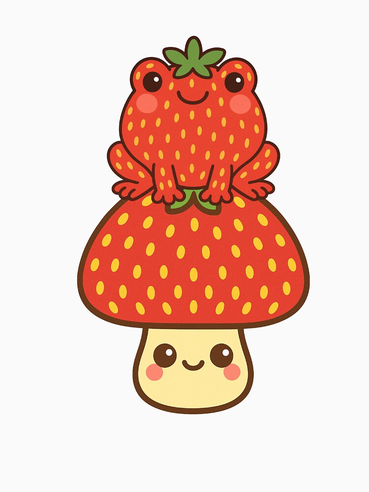 Strawberry forest frog sat on a strawberry mushroom by BritishDelights